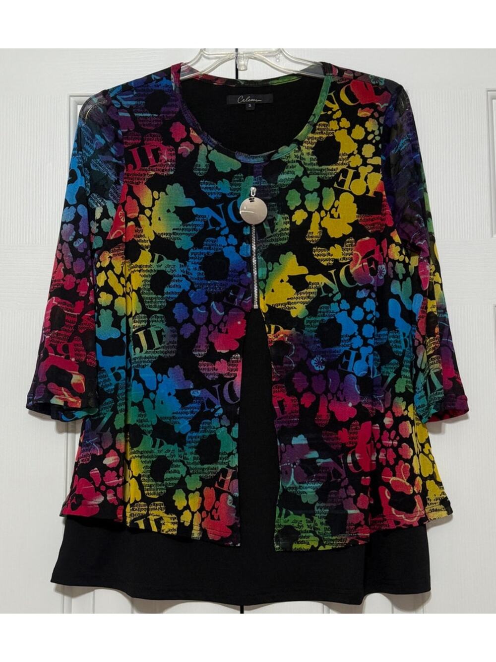 Caleesa Multi-Colored 3/4 Sleeve Tunic, Size S